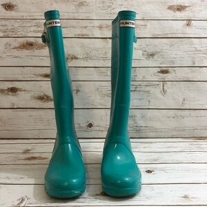 Hunter Women’s Original Gloss Tall Rain Boots Turquoise Tiffany Blue